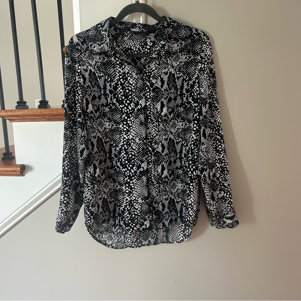 Halogen Monochrome Abstract Print Top